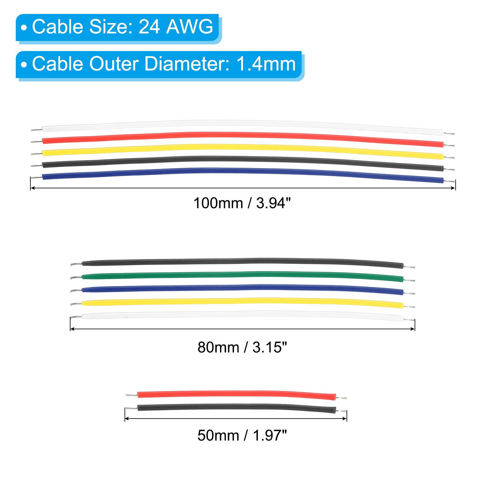130Pcs 24 AWG Solid Core Wire Kit Coated Pre Tinned Copper Electrical Cable