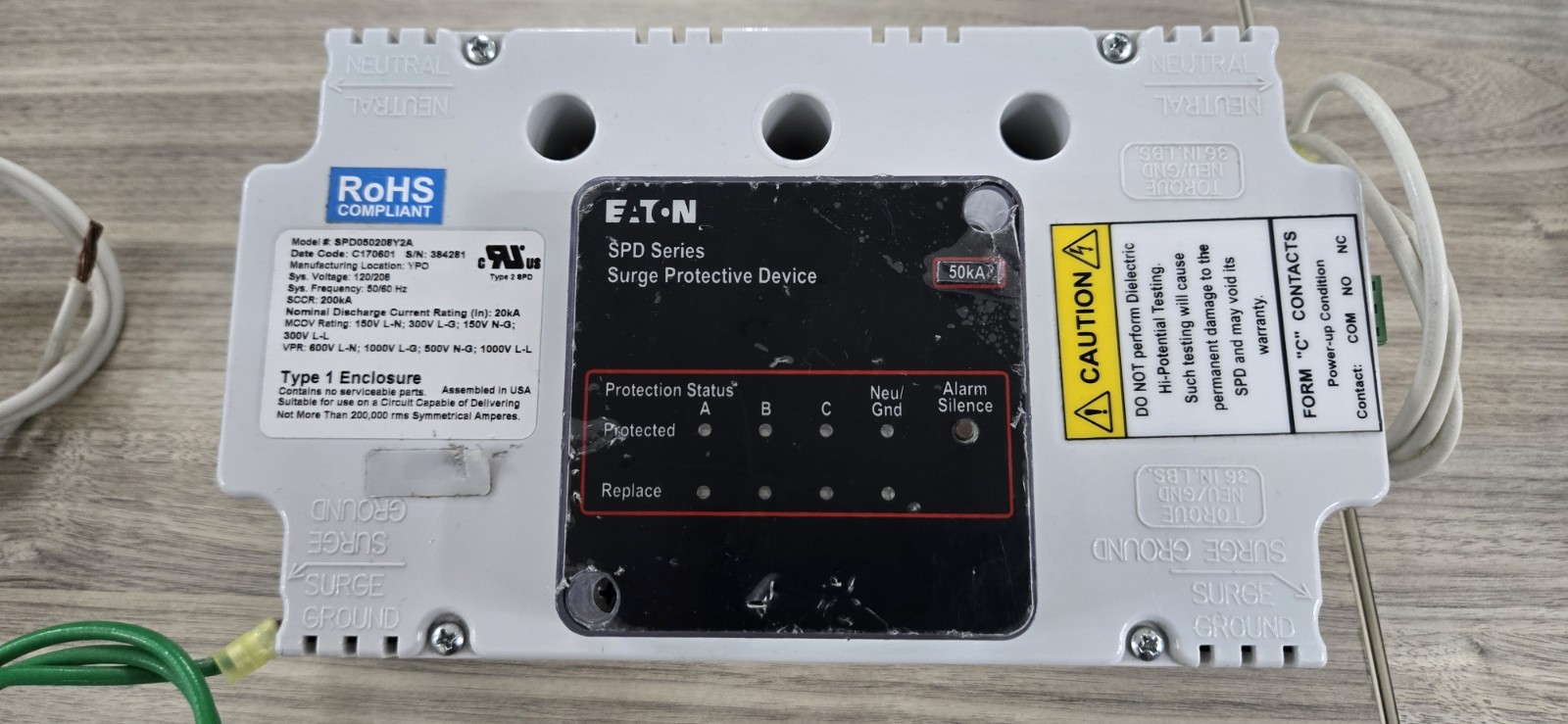 Eaton SPD050480Y2A Surge Protective Device, 277/480V, 50kA, Type 1 Enclosure