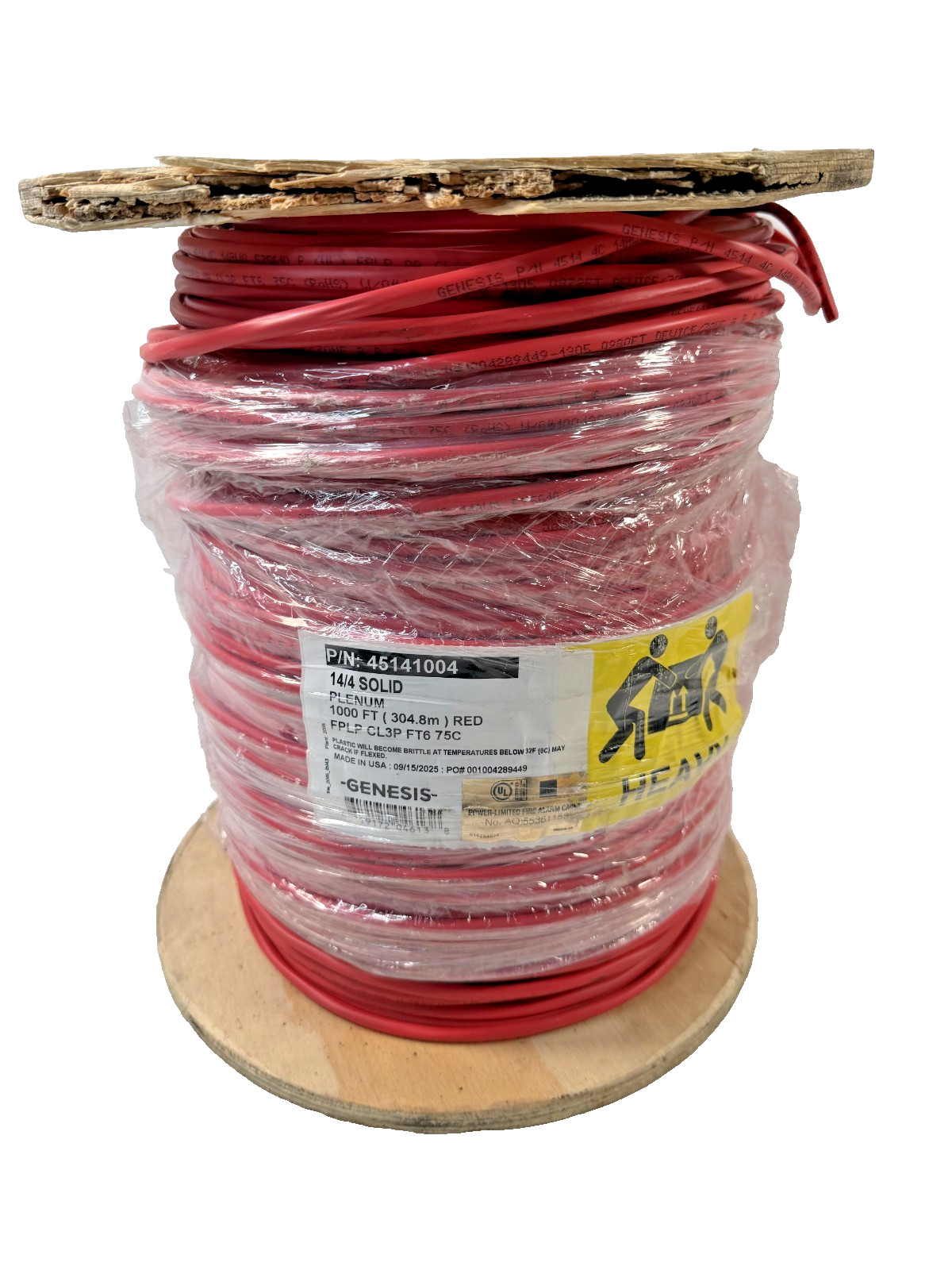 Honeywell Genesis Plenum 14/4 Solid Wire Unshielded Cable 1000Ft 45141004 Red