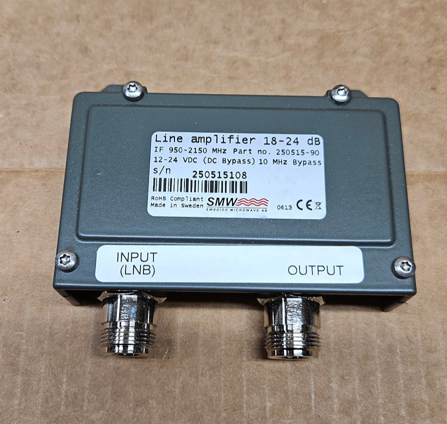 NEW – SMW Swedish Microwave L-Band In-Line Amp, 18-24dB, 50 ohms