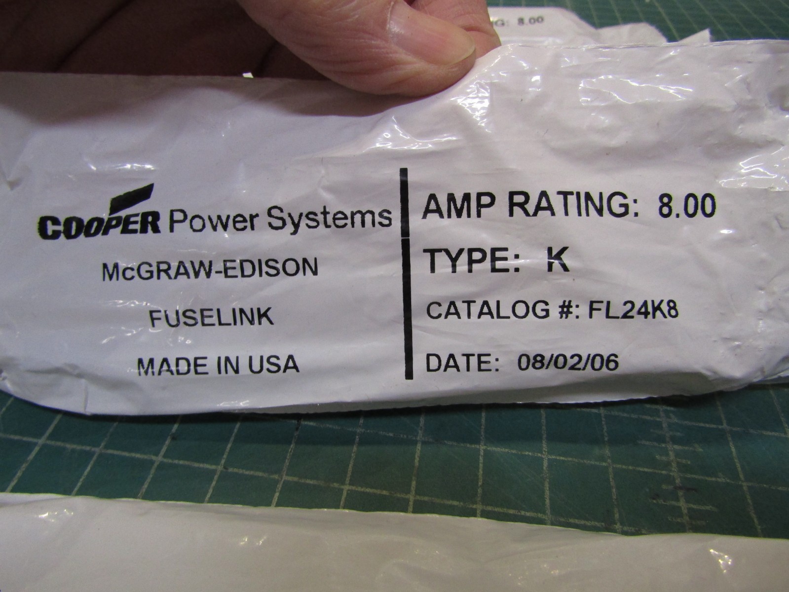Lot of 7 – Cooper Power Systems FL24K8 FUSELINK 8.00 Amp Type K. New in Packages