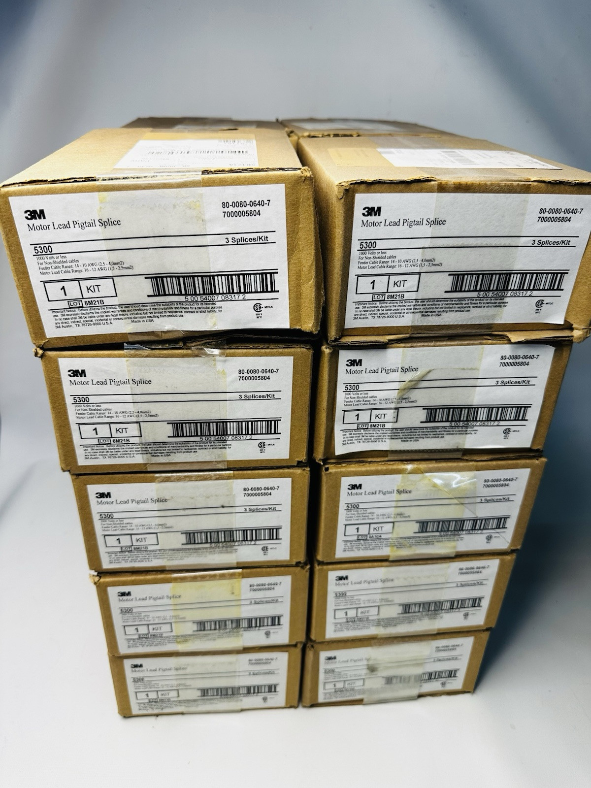 3M Motor Lead Pigtail Splice 80-0080-0640-7, 7000005804, 5300 3 Spices/Kit