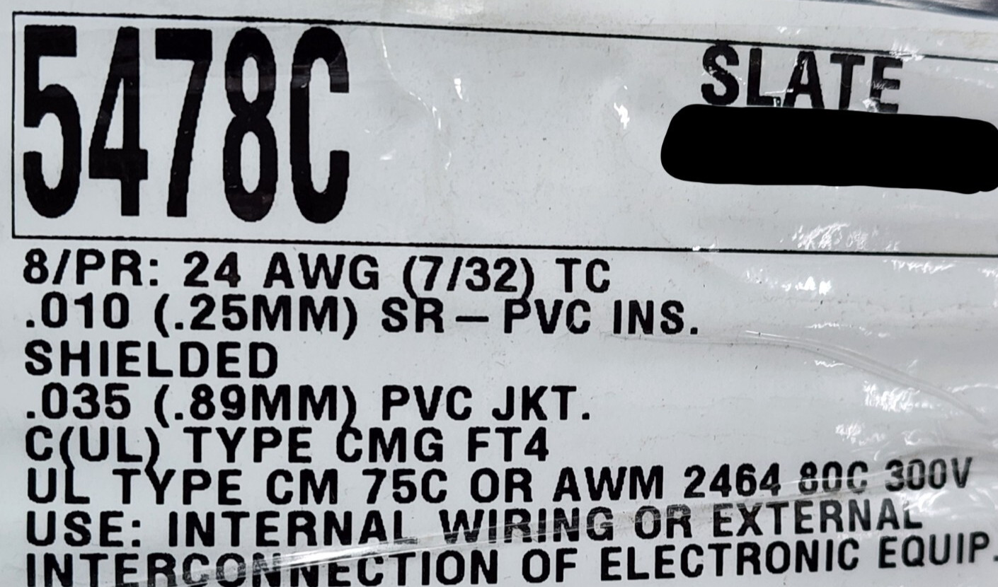 Alpha Wire 5478C 24/8P Shielded Communication/Control/Instrumentation Cable/10ft