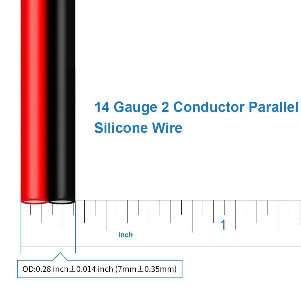 14 Gauge Flexible 2 Conductor Parallel Silicone Wire Red Black High Resistant…