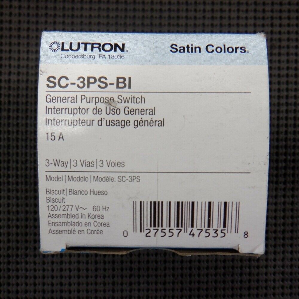 Lutron SC-3PS-BI General Purpose 15A 3-Way 120V Satin Colors Biscuit – Lot of 2