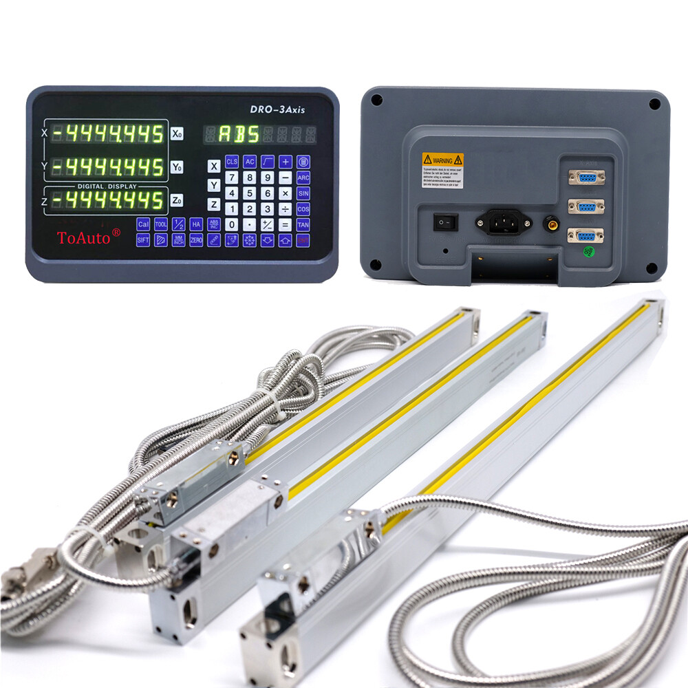3 Axis DRO Digital Readout & Linear Scale 150+200+300mm for CNC Mill Lathe,US