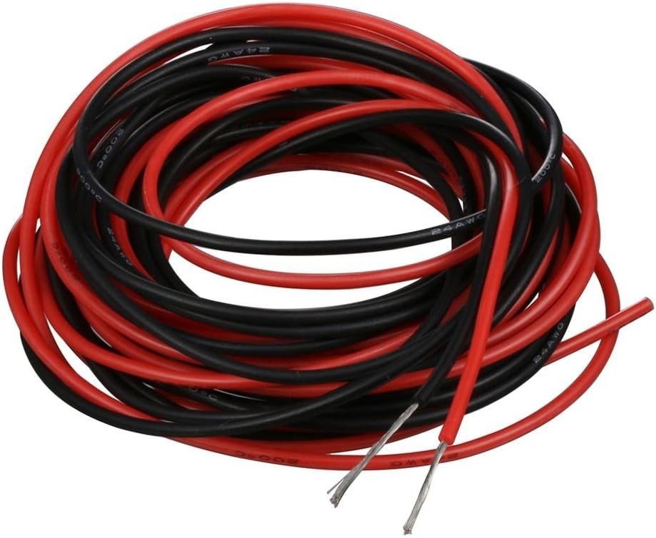 24 Gauge Silicone Wire red and Black Each 10ft Flexible 24 AWG Stranded Tinne…