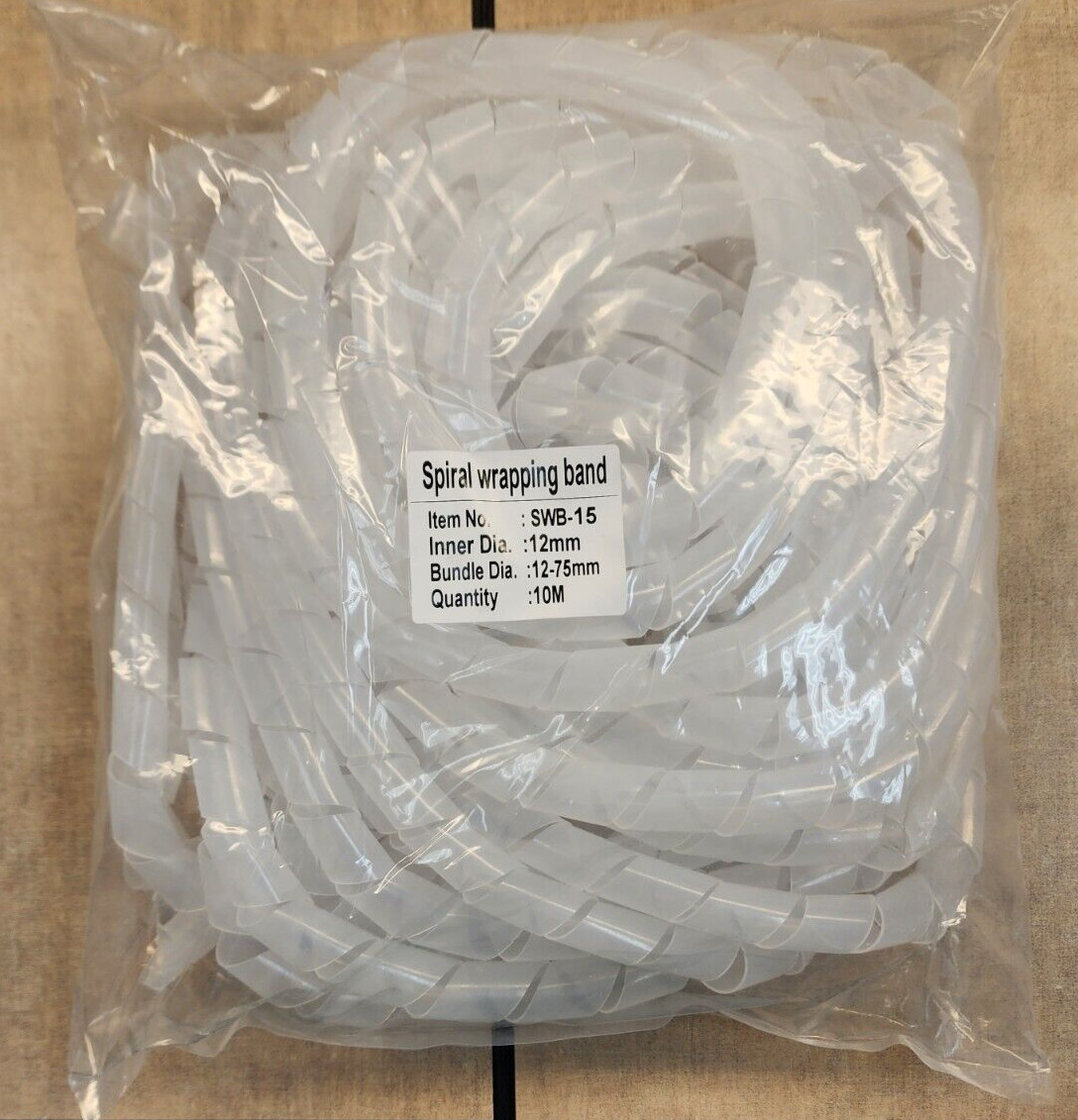 Clear Spiral Wrap, 10m Long 12.75mm Diameter, 32′ Long 1/2” Diameter