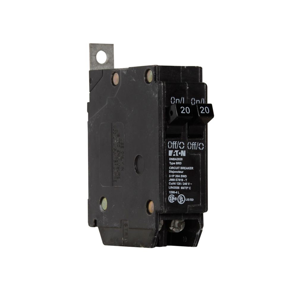 Eaton DNBA2020 Thermal Magnetic Circuit Breaker, 20A, 2-Pole, #14-4 AWG
