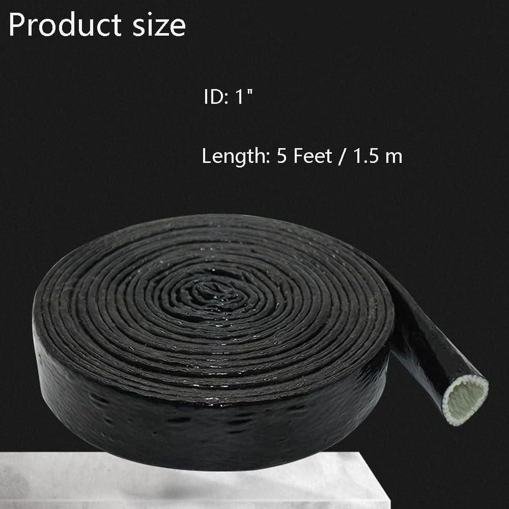 5 Feet Length Heat Shielded Fire Thermo Armor Fire Sleeve 1″Id,Silicone Coated F