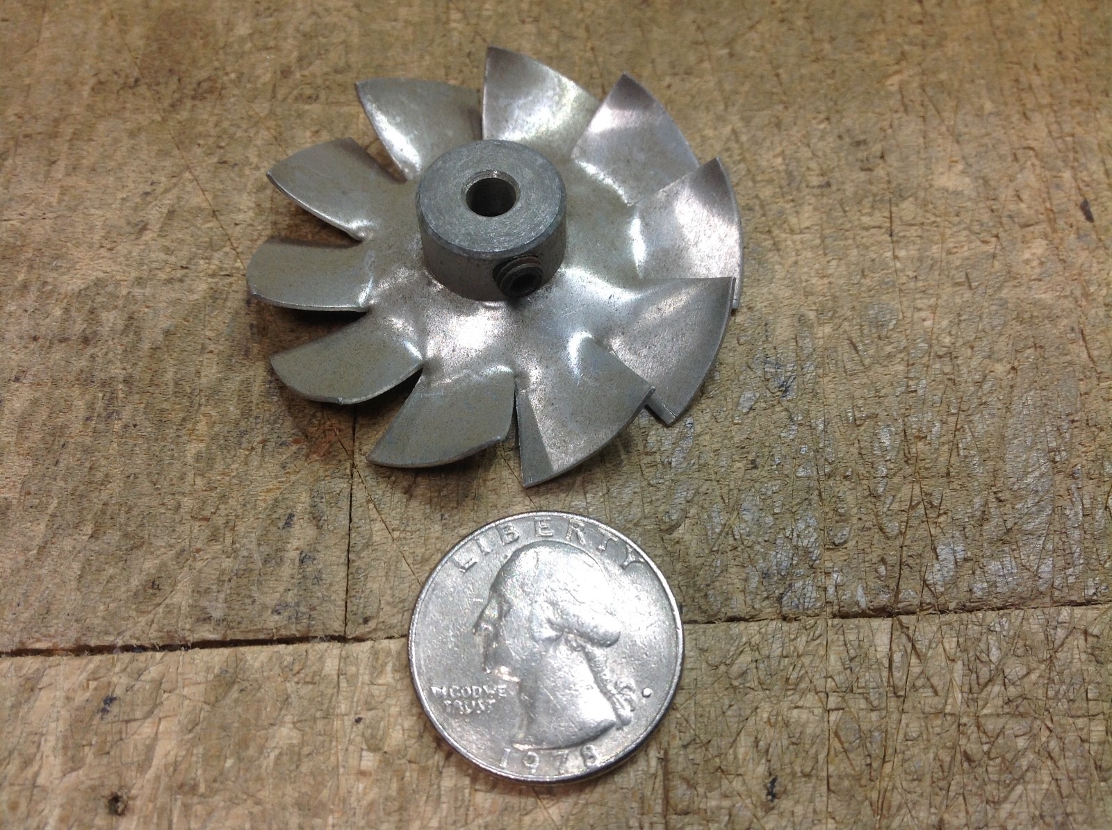 10 blade aluminum cooling fan 3/16 inch mount x 2 inch x 1/2 wide set screw