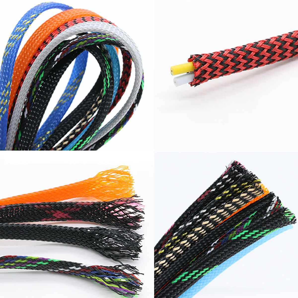 Black Pink Mixed Weave Sleeve PET Expandable Braided Tube