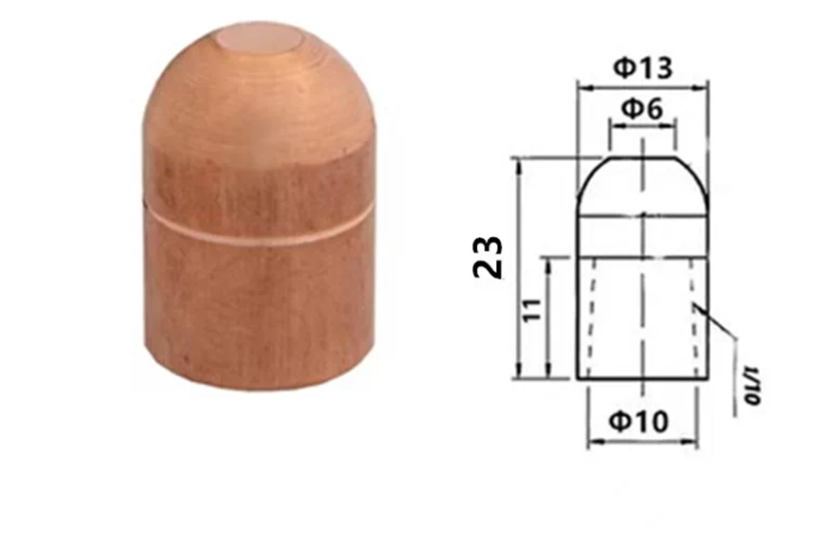 10/20X Electrode(material: chromium-zirconium copper)13*23 Round Flat Head