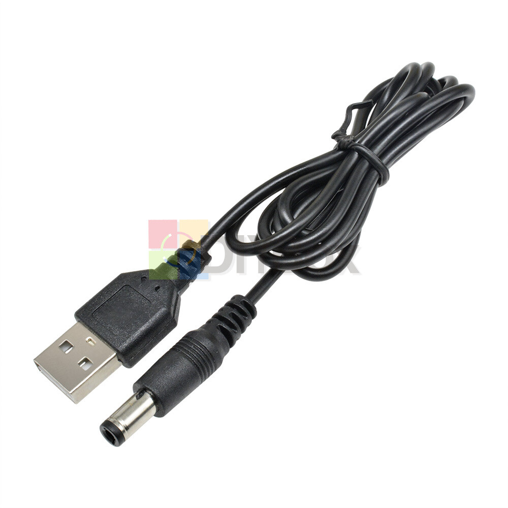 5PCS USB 2.0 Male A To DC 5.5mm x 2.1mm Plug DC Power Supply Cord Socket Cable