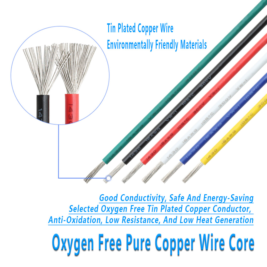 UL1430 Automotive Auto Marine Cable 16/18/20/22/24/26AWG Tinned Copper Wire 300V