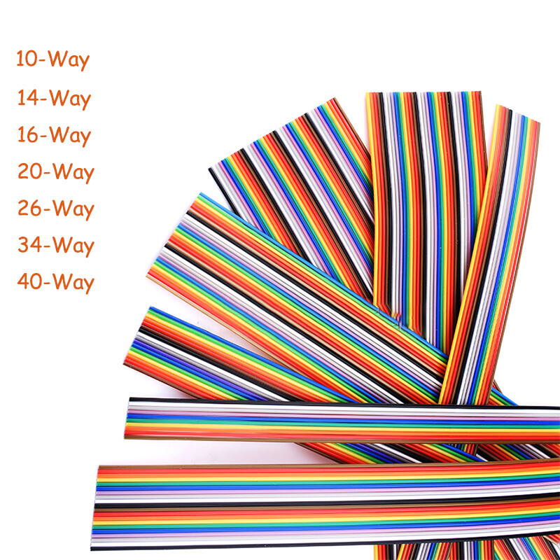 10 ,14 ,16 ,20 ,26, 34 ,40 Way Multi Coloured Flat Ribbon Cable Wire 28AWG