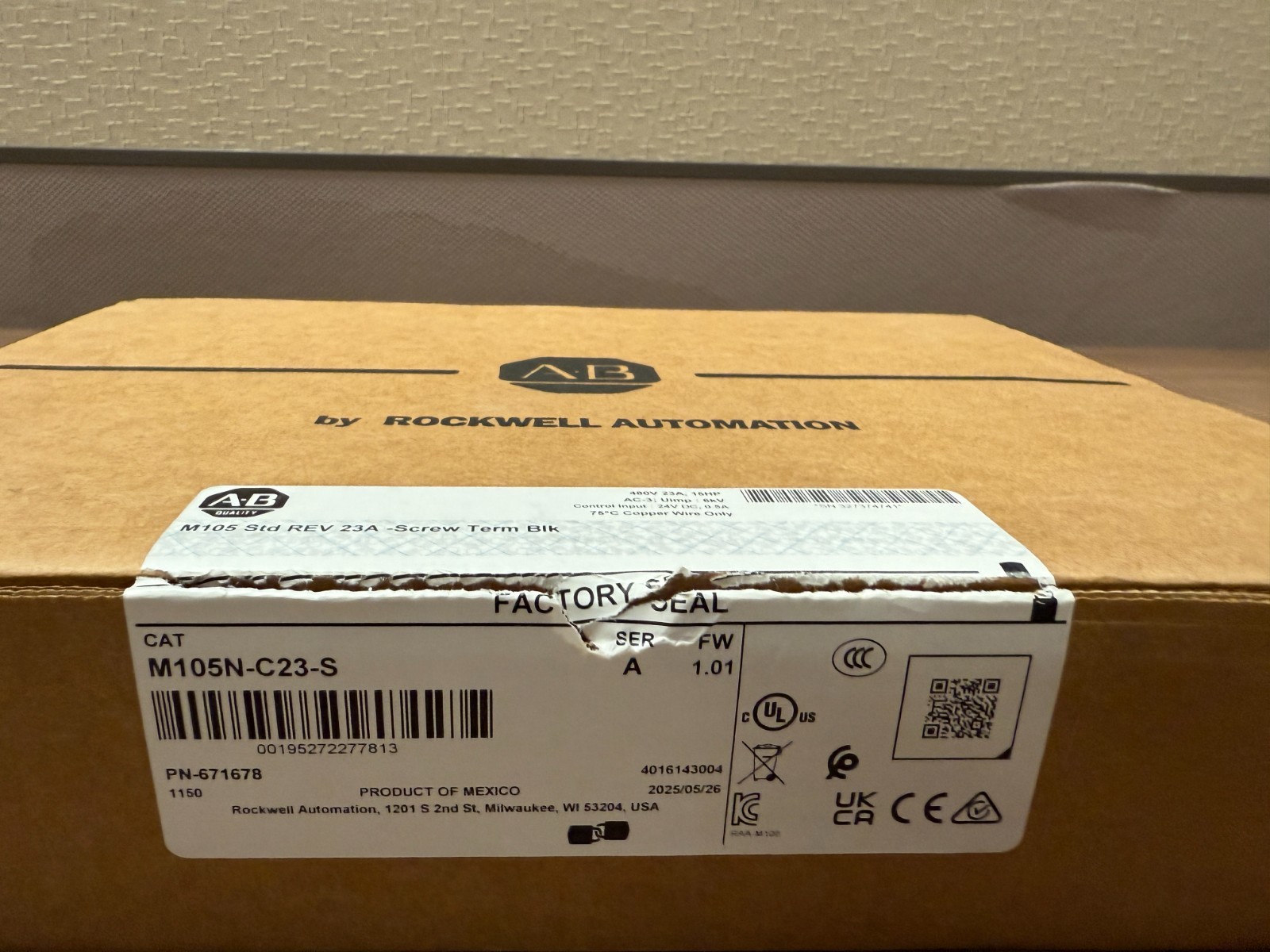 M100 Starter, Reversing, 24VDC, 4.6 – 23 Amps, (Allen Bradley: M105N-C23-S)