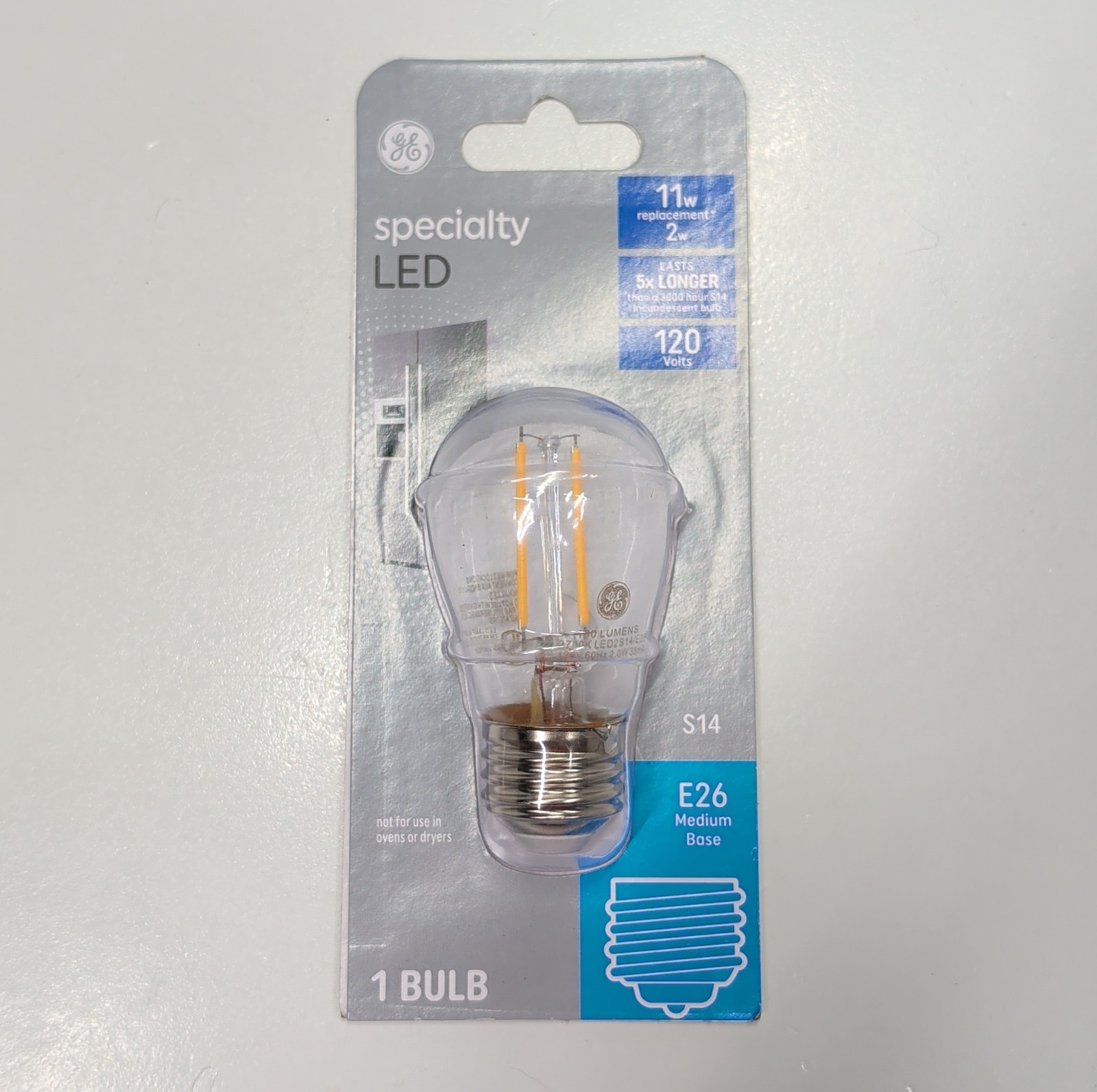 GE LED Appliance Light Bulb E26 Base 2W 180 Lumens 120V Non‑Dimmable 14015 New