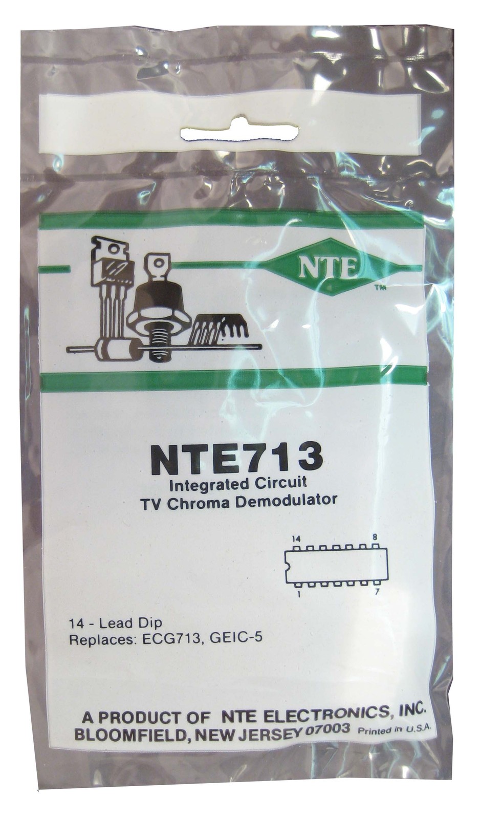 NTE713: IC: TV Chroma Demodulator: Replaces CA3072: 14-Pin DIP