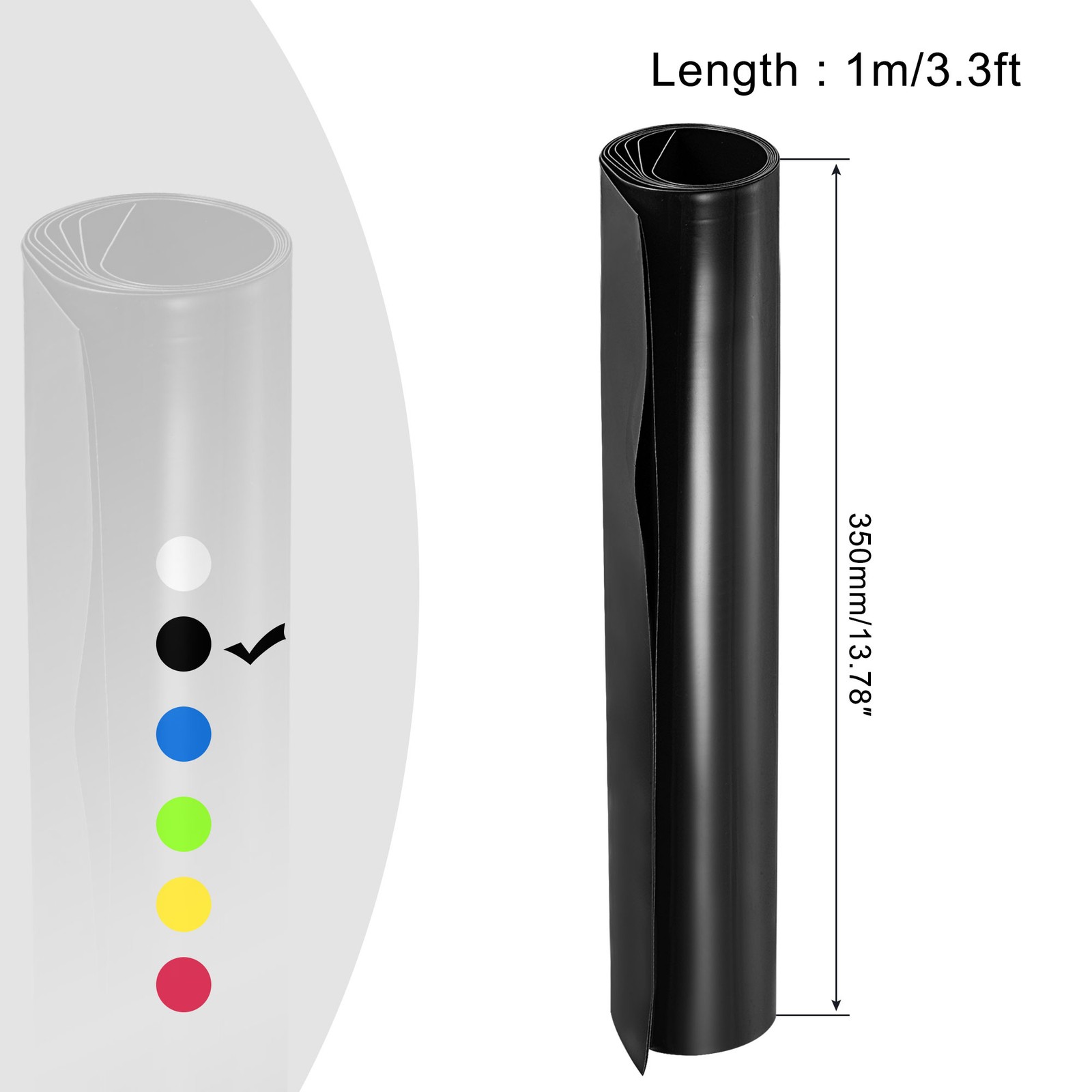 Battery Wrap, 220mm Dia 350mm Flat 1m PVC Heat Shrink Tube Wraps Black