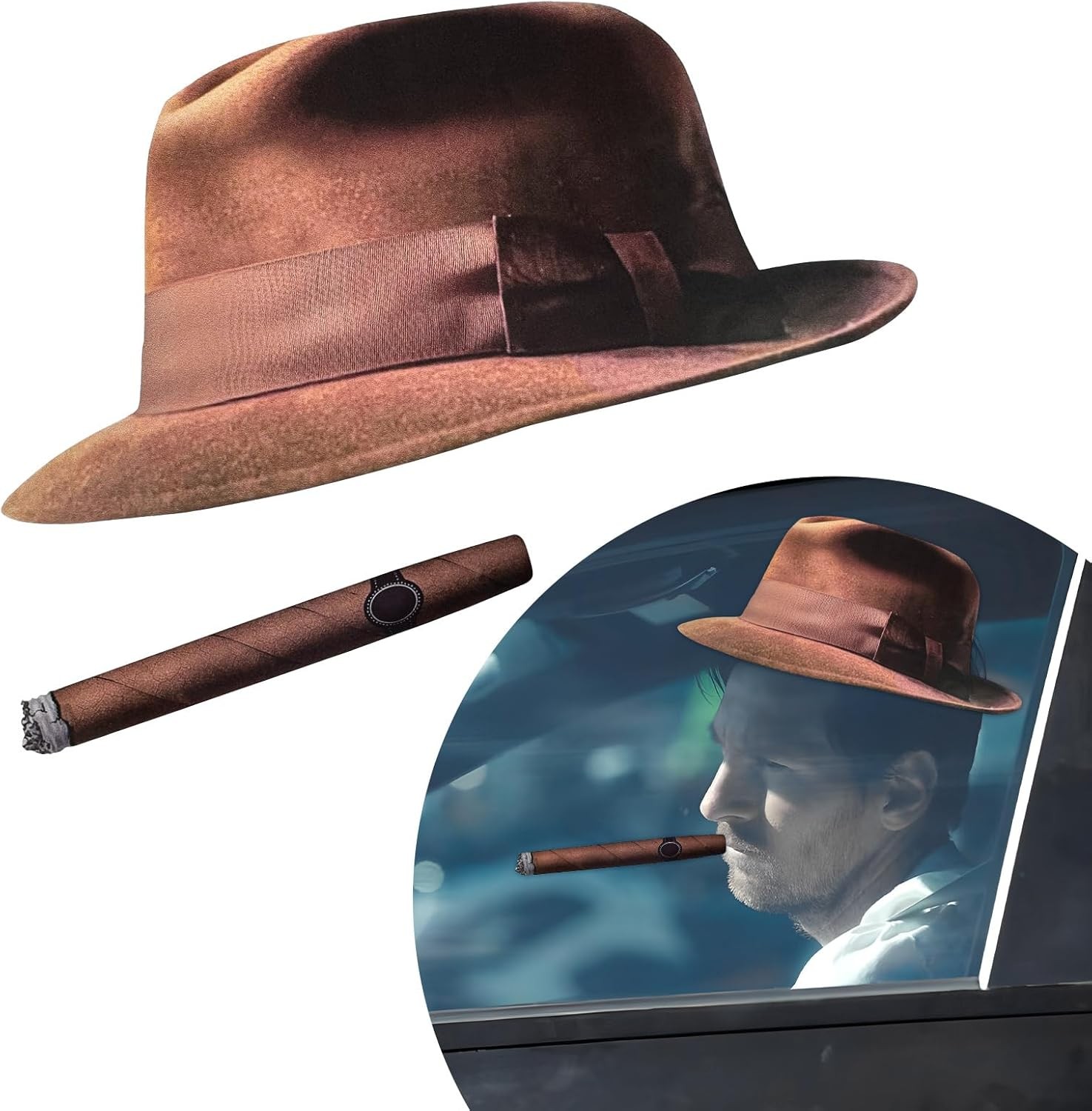 Funny Driving Car Decal with Hat and Cigar – Waterproof Window Color: Style C