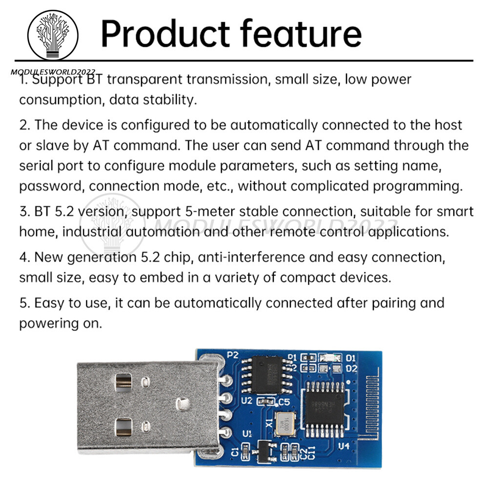 1-10Piece USB Bluetooth 5.2 Serial Module ECB02C BLE Serial Transmission Module