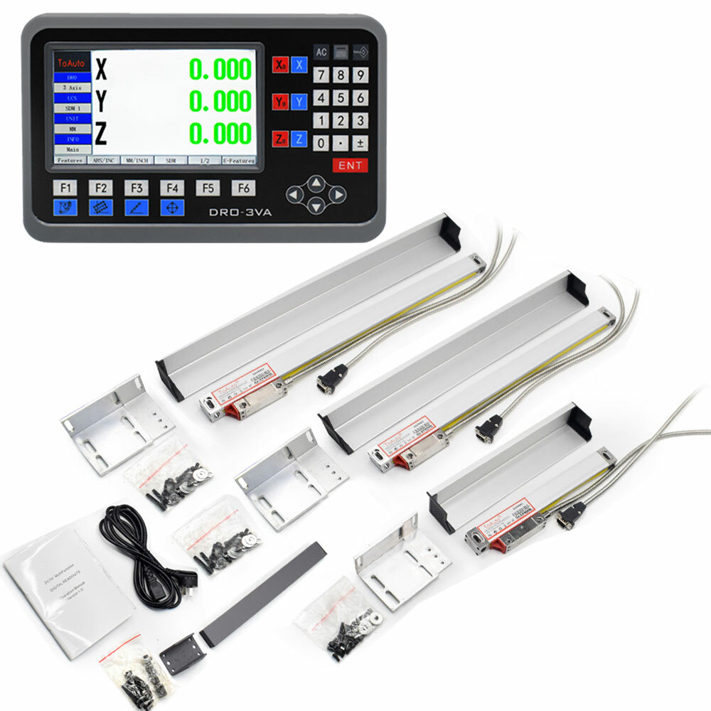 TOAUTO 3 Axis DRO + 3pc Linear Scales LCD Digital Readout Kit for Bridgeport,US