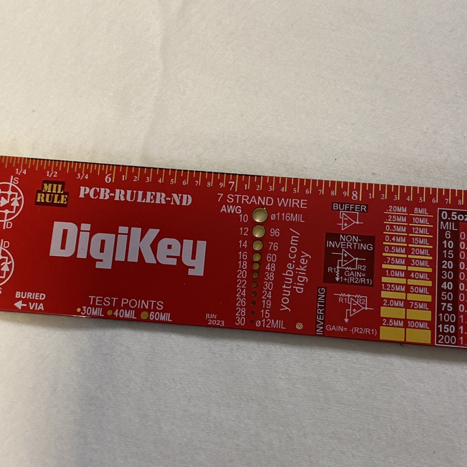 1 ft 12″ 30.48 cm Red Digi-Key PCB Ruler ND Metal Reference Electronic Engineer