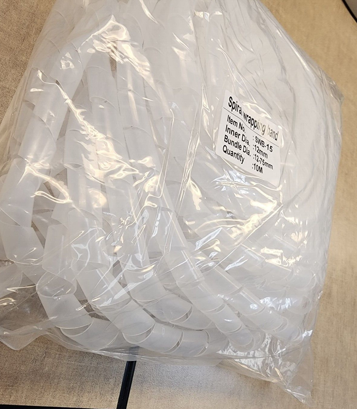Clear Spiral Wrap, 10m Long 12.75mm Diameter, 32′ Long 1/2” Diameter