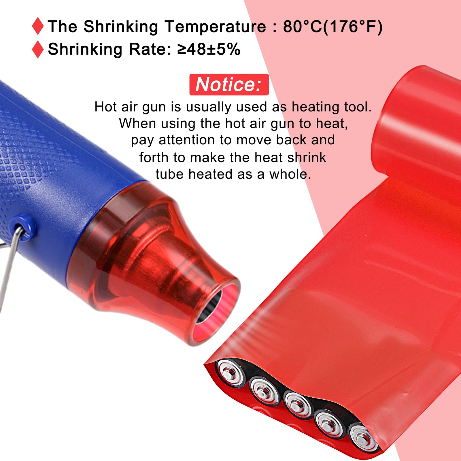 Battery Wrap 3 1/8″ 80mm Flat 10ft PVC Heat Shrink Tube Wraps Red