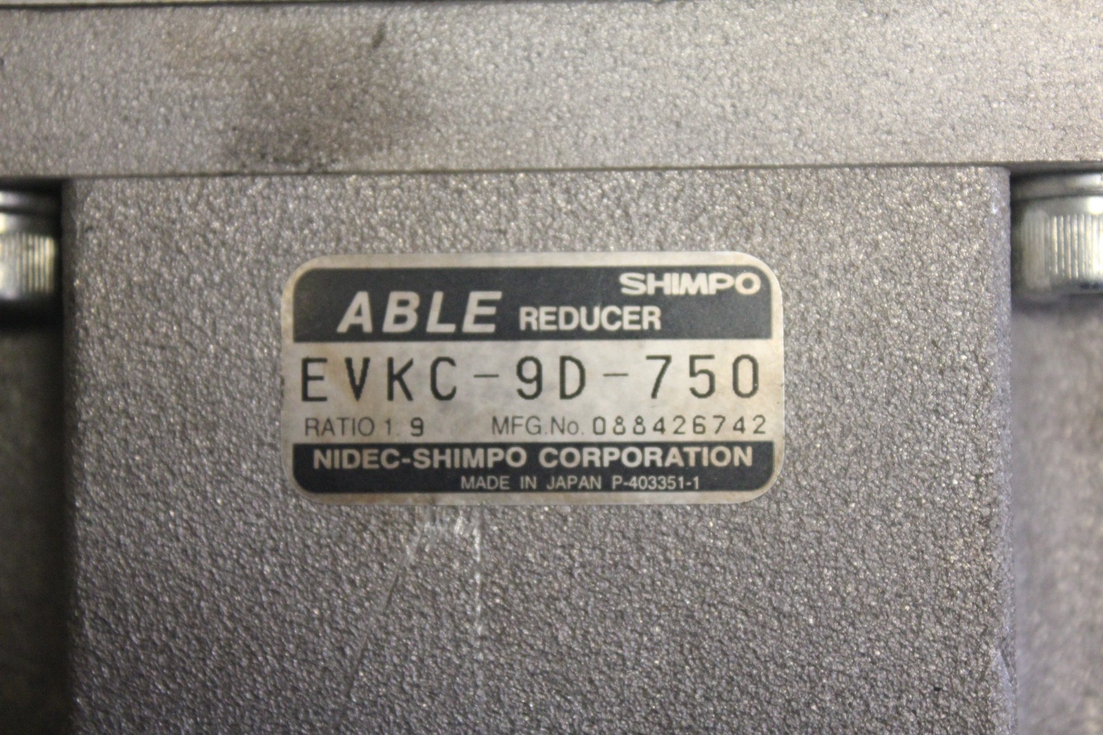 SHIMPO-NIDEC ABLE REDUCER NEVSC-9D-750-WA