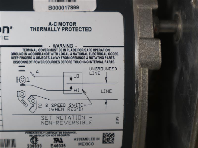 Marathon Electric 5KCP37KN89LS A-C Motor 115V 1PH 60HZ w/ Cut Cable