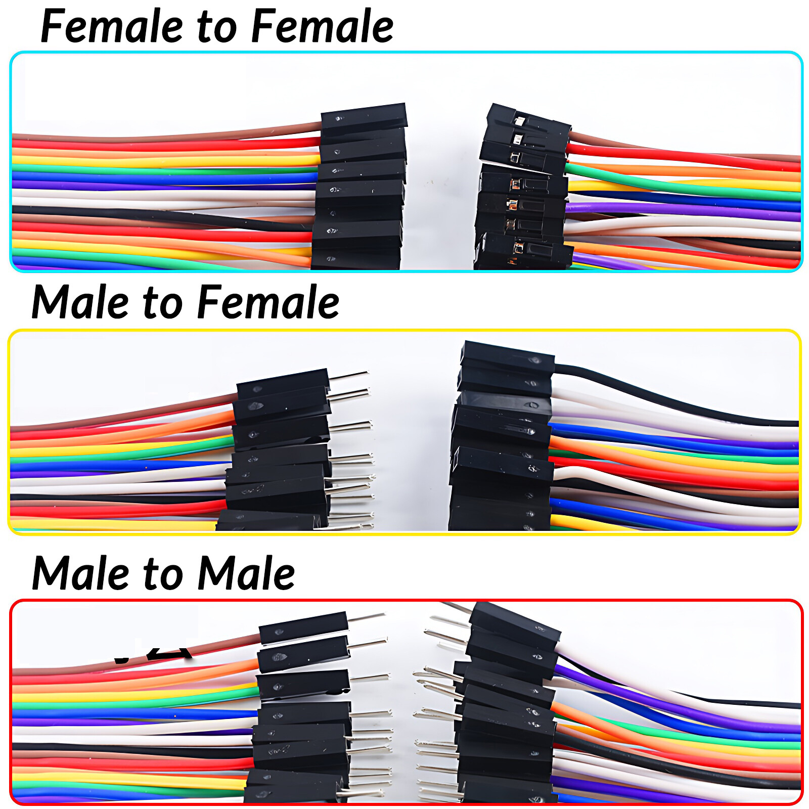 40 Dupont Jump Wire M-F M-M F-F Jumper Breadboard Cable Lead 10cm-40cm Link Wire