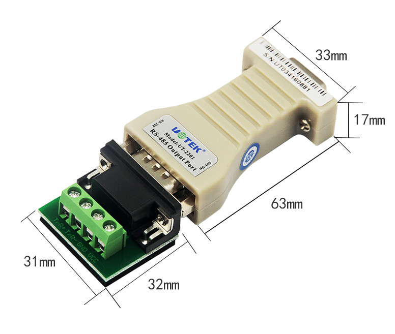 RS232 (DB9) to RS485 (Terminal block) Converter/Umwandler