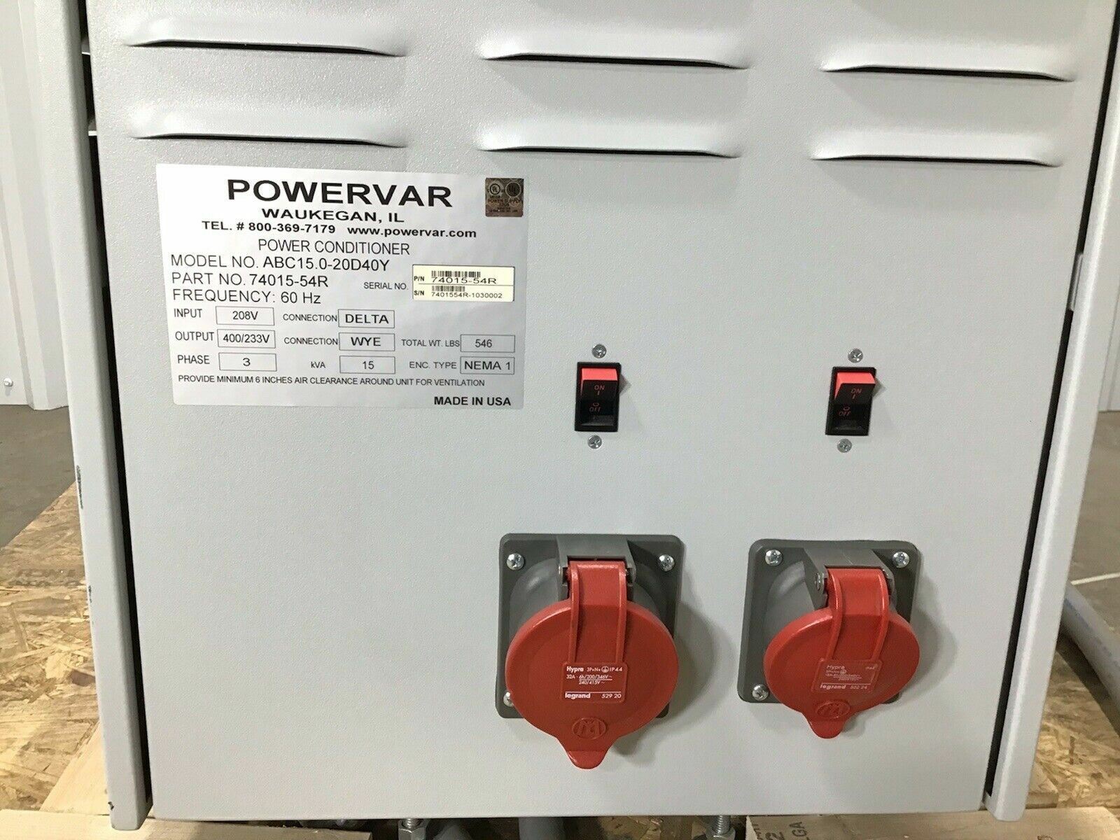 POWERVAR ABC15.0-20D40Y POWER CONDITIONER 208-V 3-PH DELTA-CONNECTION 15-KVA
