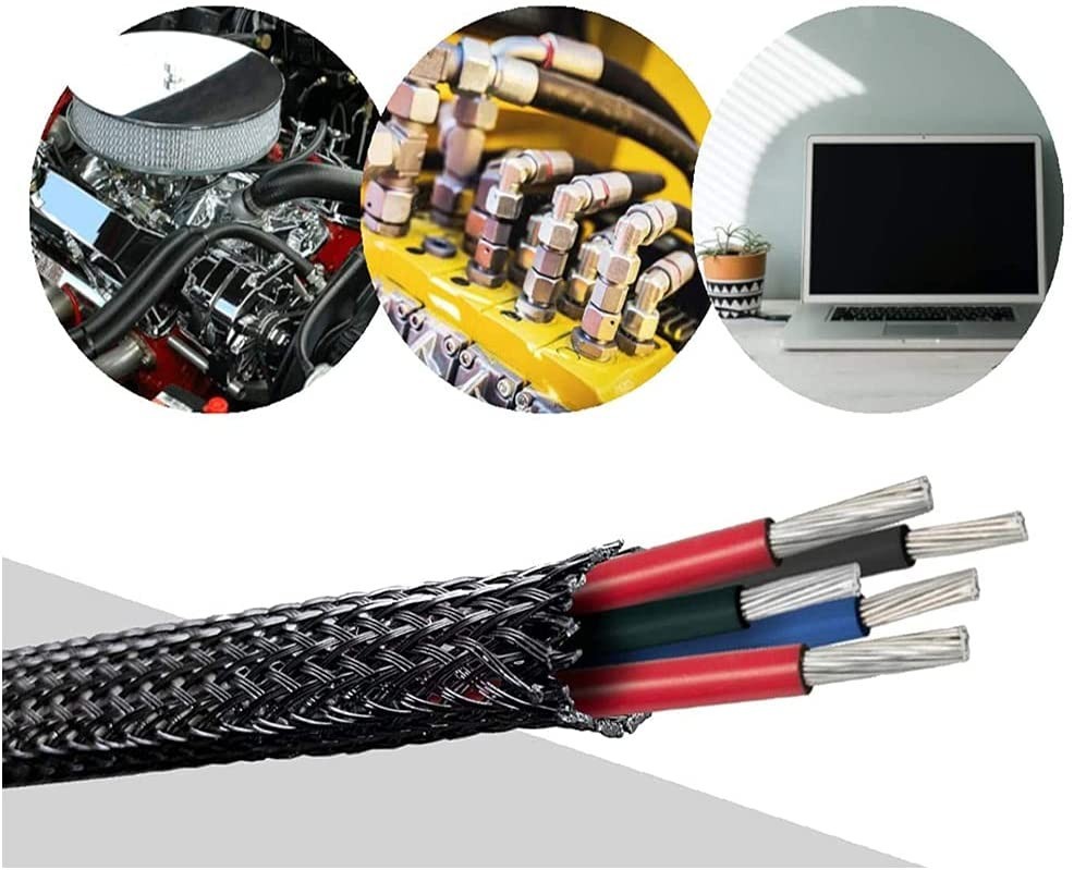 100 FT 1/8″ Black Expandable Wire Cable Sleeving Sheathing Braided Loom Tubing