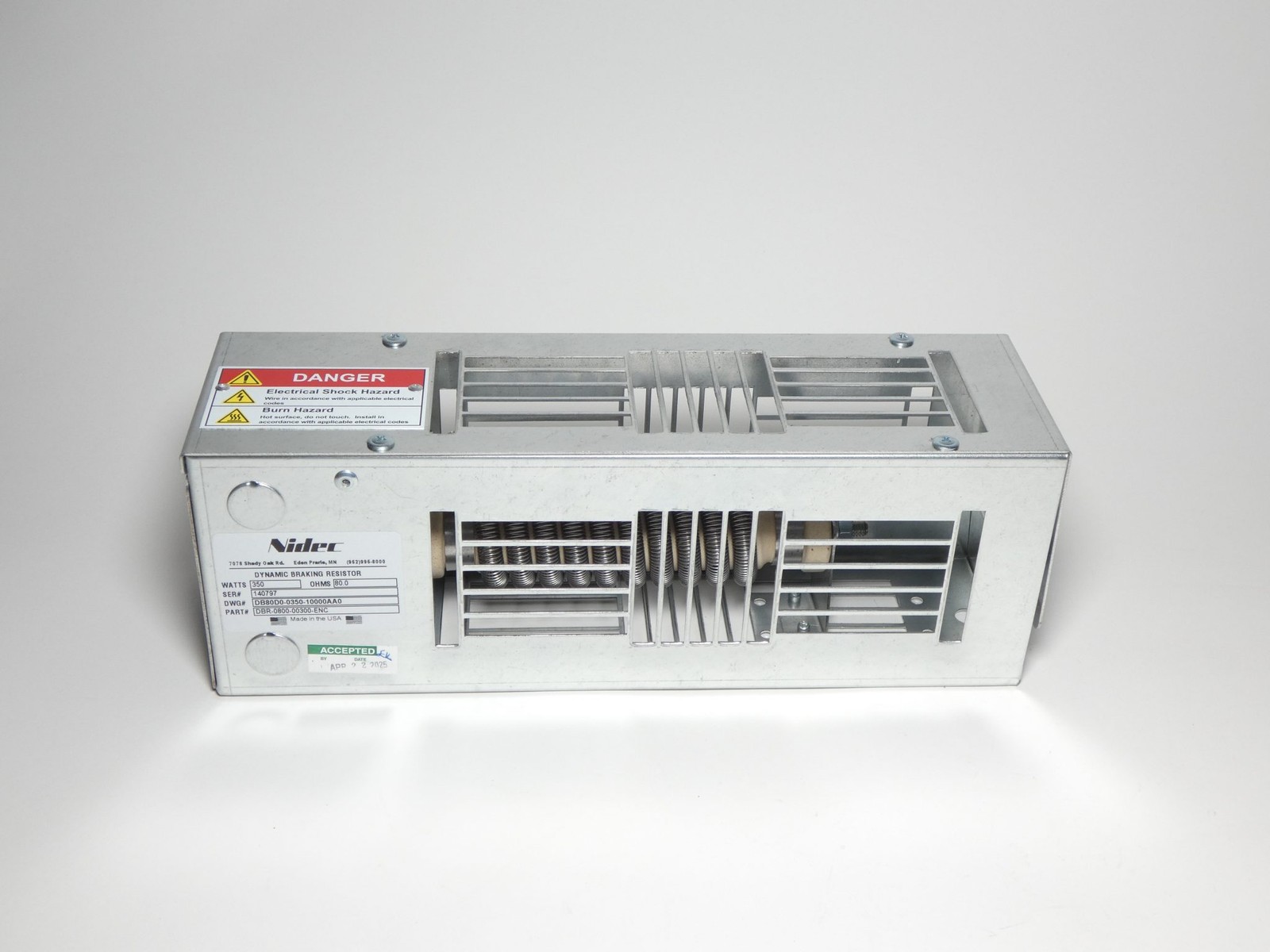 Nidec DBR-0800-00300-ENC Dynamic Braking Resistor 350W 80 OHMS – NEW Surplus!
