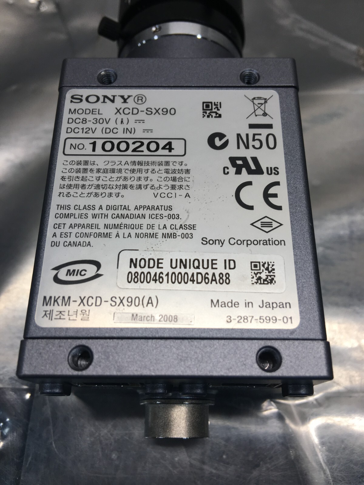 SONY XCD-SX90 Industrial CCD Camera Monochrome 1/3 Type Progressive Scan, 104878