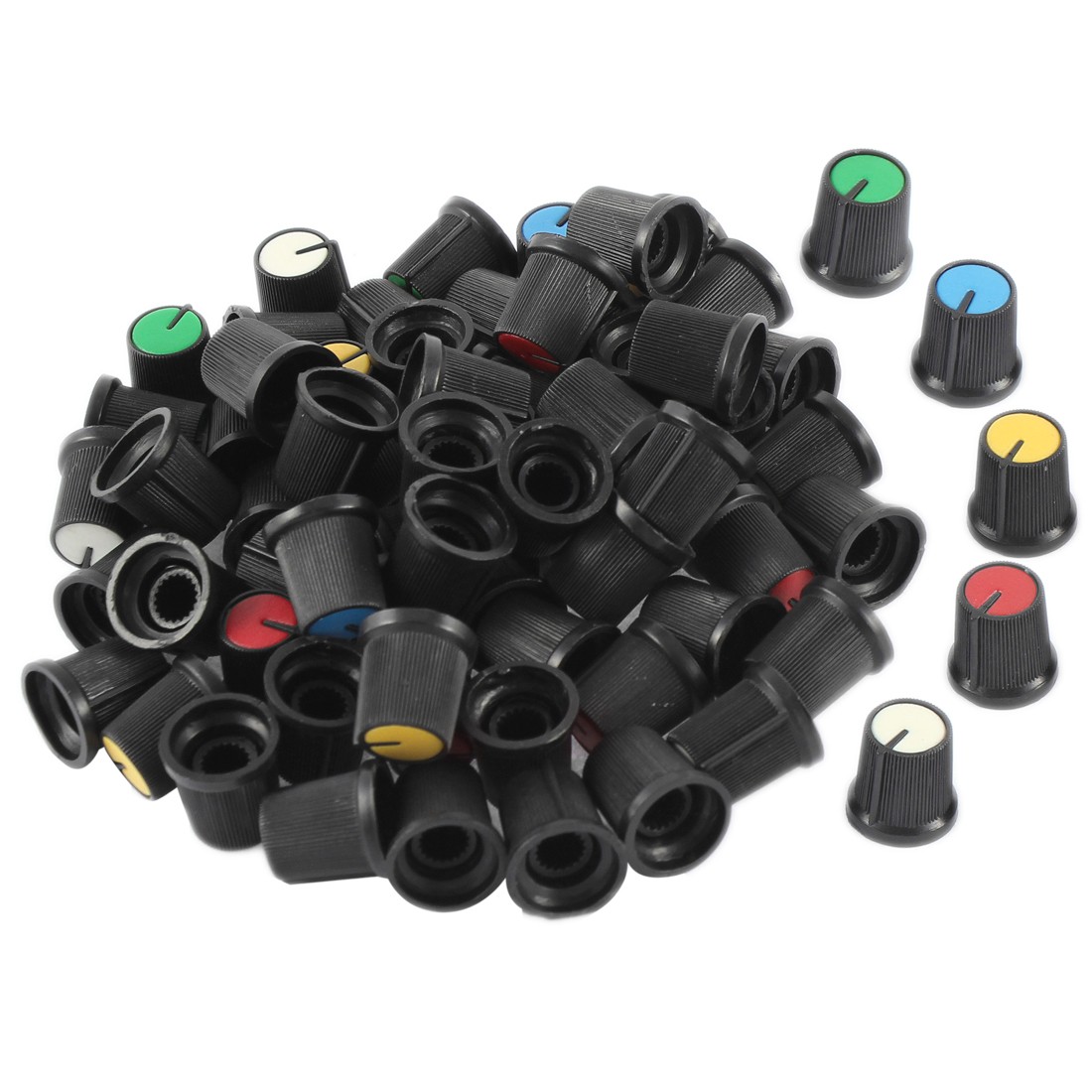 75Pack Volume Control Rotary Knobs for 6mm Dia Knurled Shaft Potentiometer