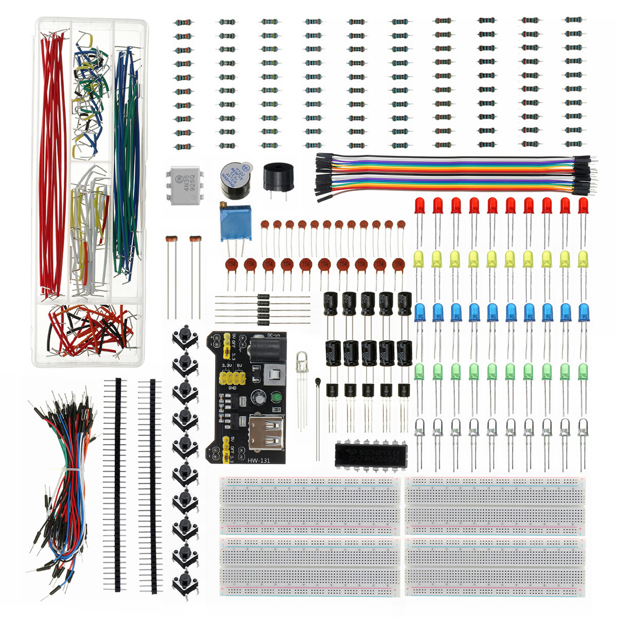Lot 200pcs Electronic Components LED Diode Transistor Capacitor Resistance Kit