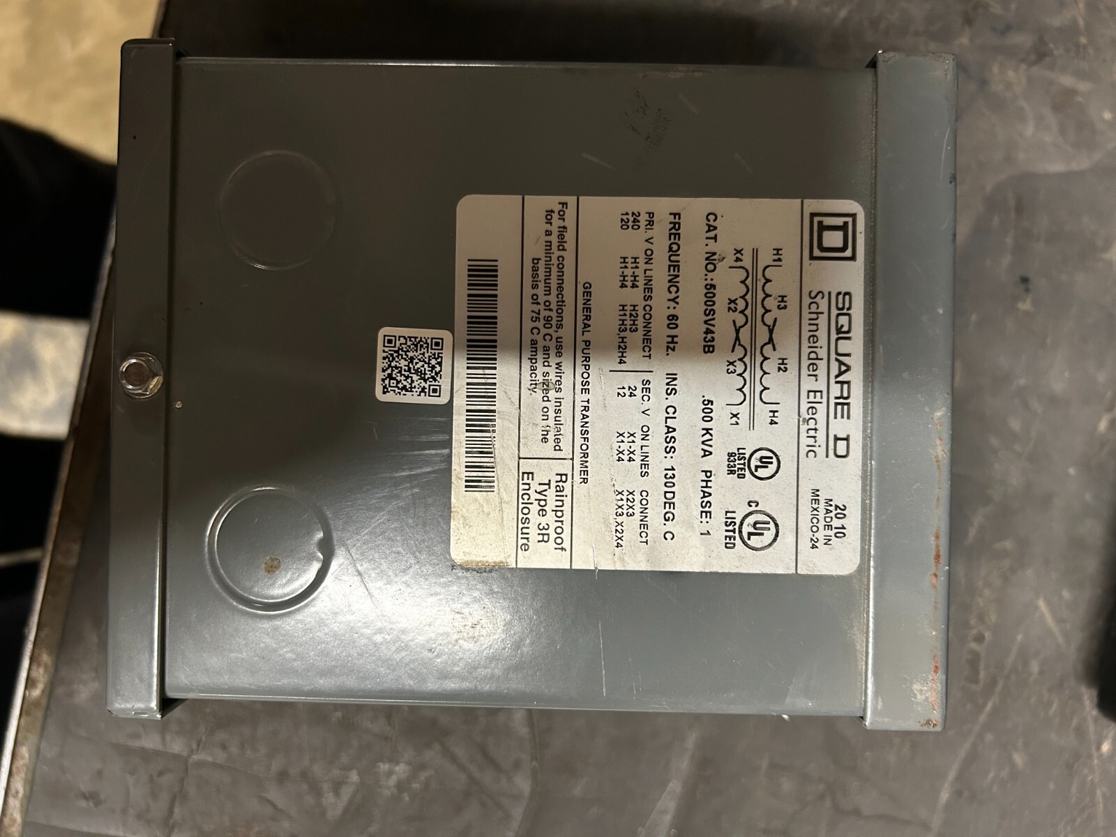 SQUARE D GENERAL PURPOSE TRANSOFRMER # 500SV43B