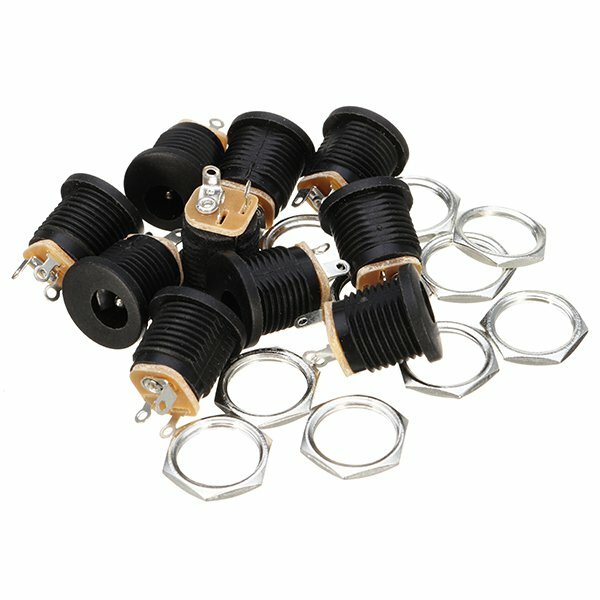 10pcs DC-022 5.5-2.1mm Round Hole Screw Nut DC Power Socket ROHS Internal Diamet