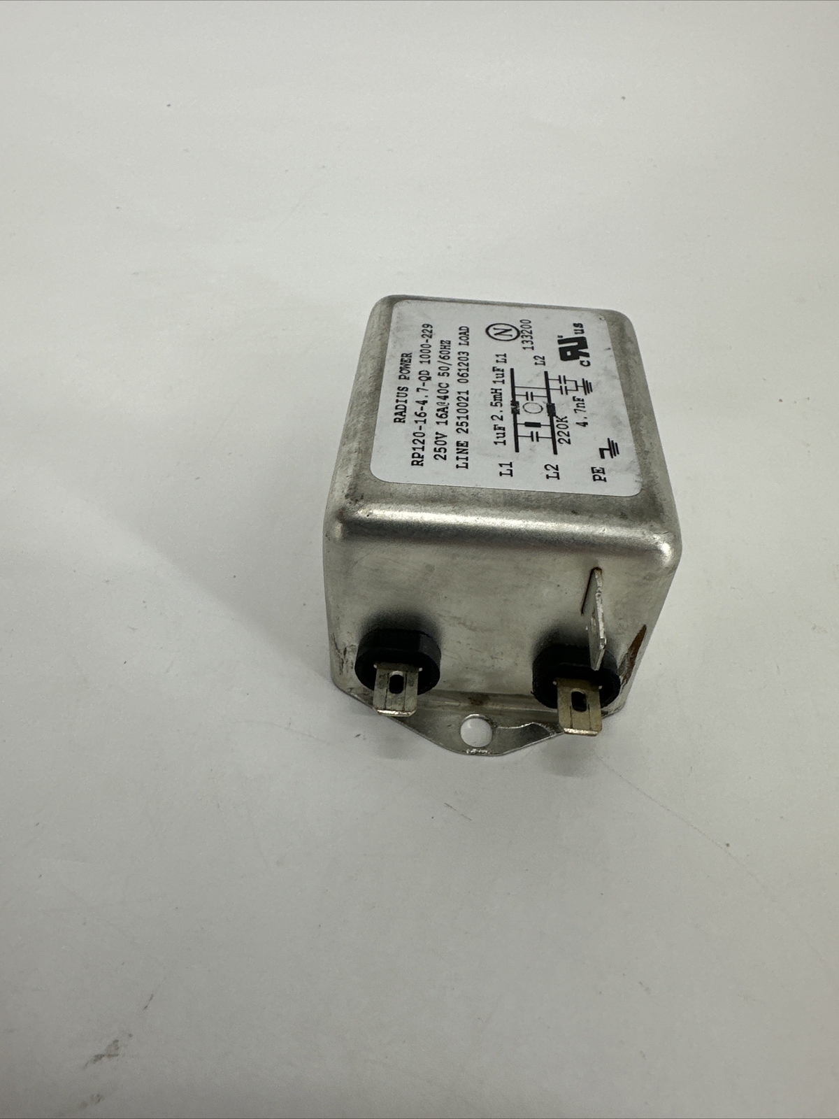 Radius Power RP120-16-4.7-QD Power Line Filter 16A 300VAC/300VDC NOS UNUSED