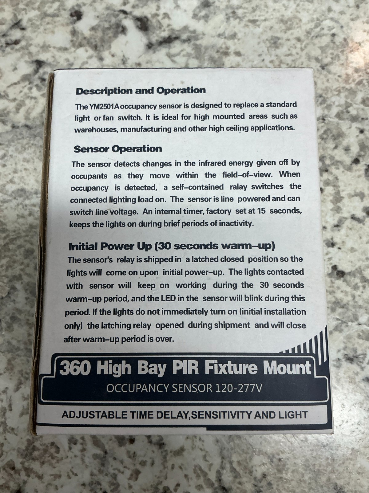 YM2501A Ceiling Occupancy Motion Sensor Switch, High Bay Fixture Mount 360°