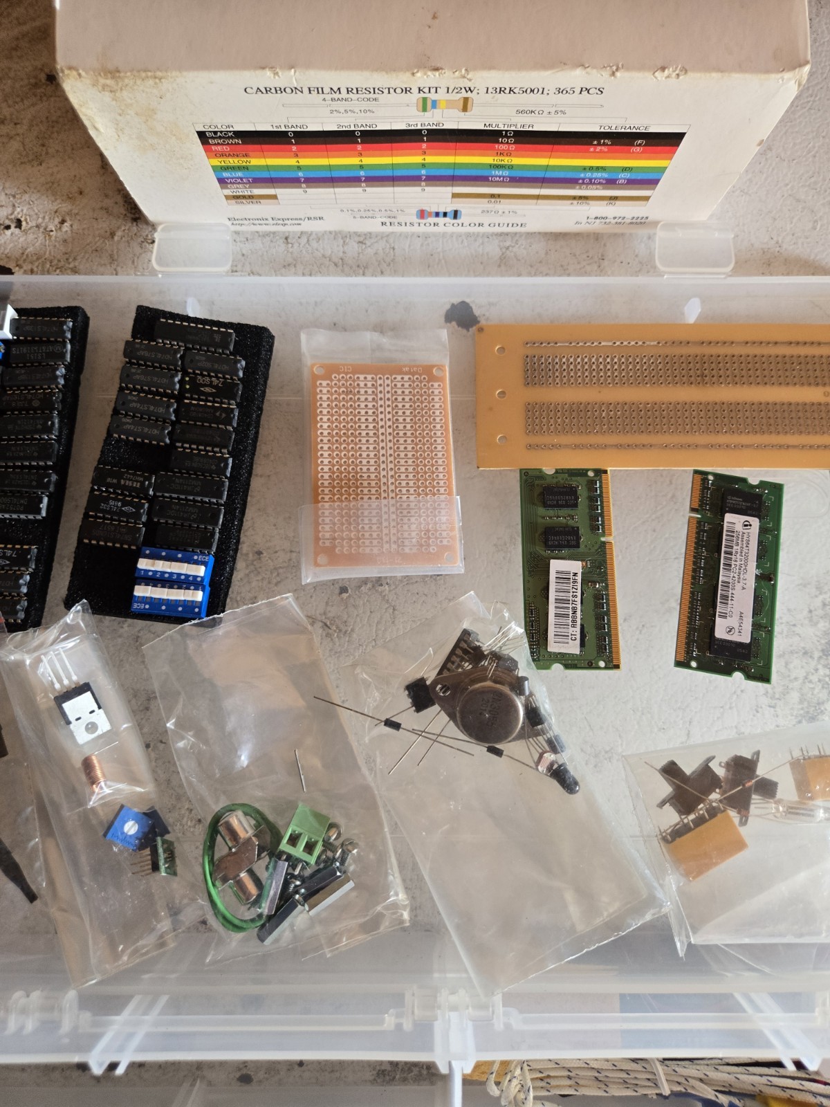 Electronics Kit Various Chips Assorted Resisters Etc