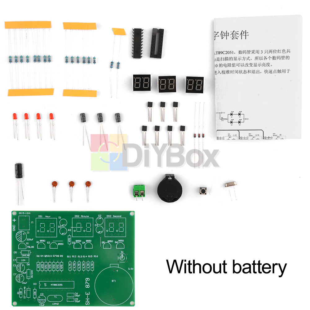 AT89C2051 Digital 4/6 Bits Electronic Clock Electronic Production Suite Kit DIY
