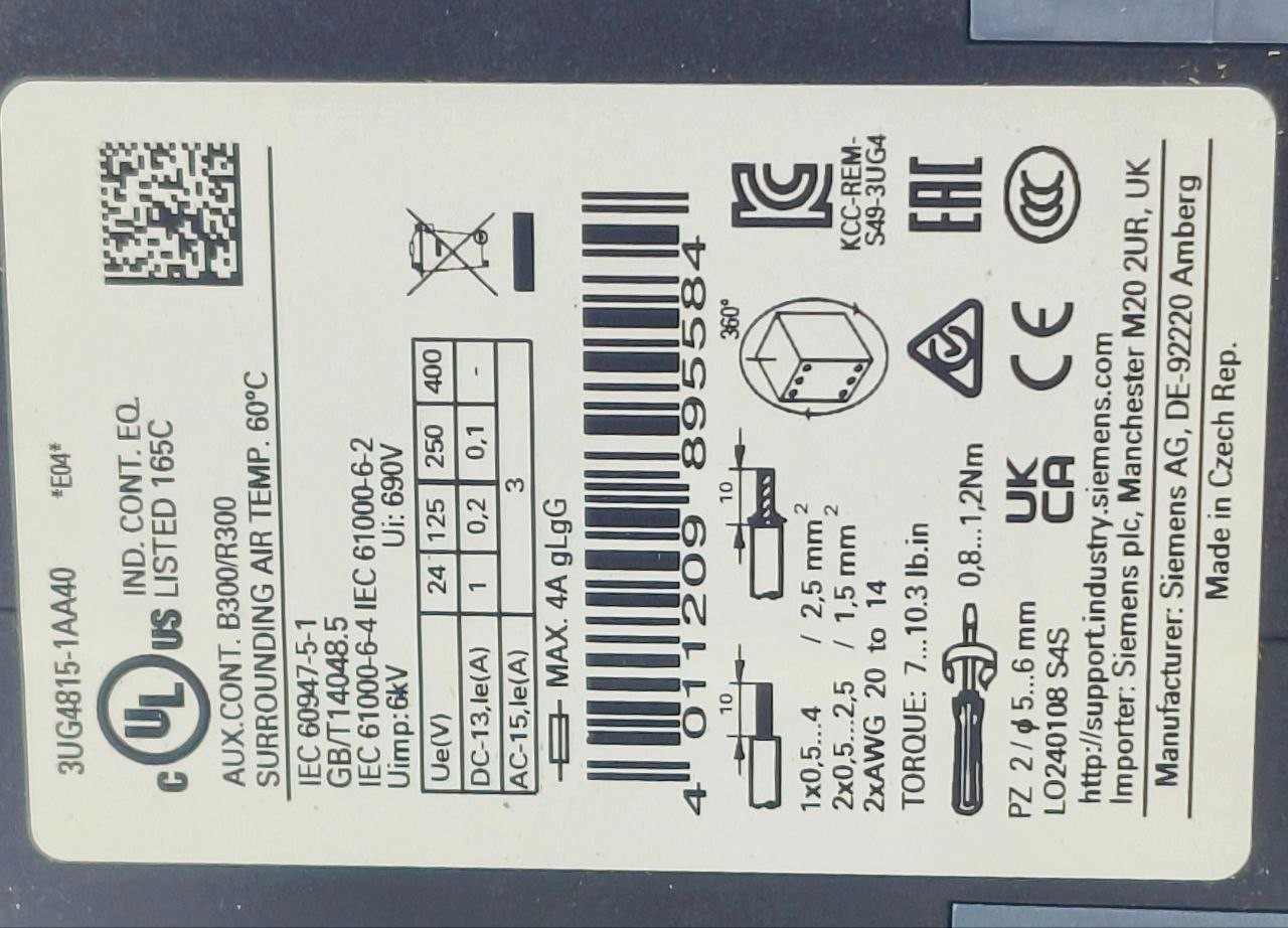 NEW | SIEMENS SIRIUS 3UG4815-1AA40 AC 160-690V 3PHASE VOLTAGE MONITORING RELAY