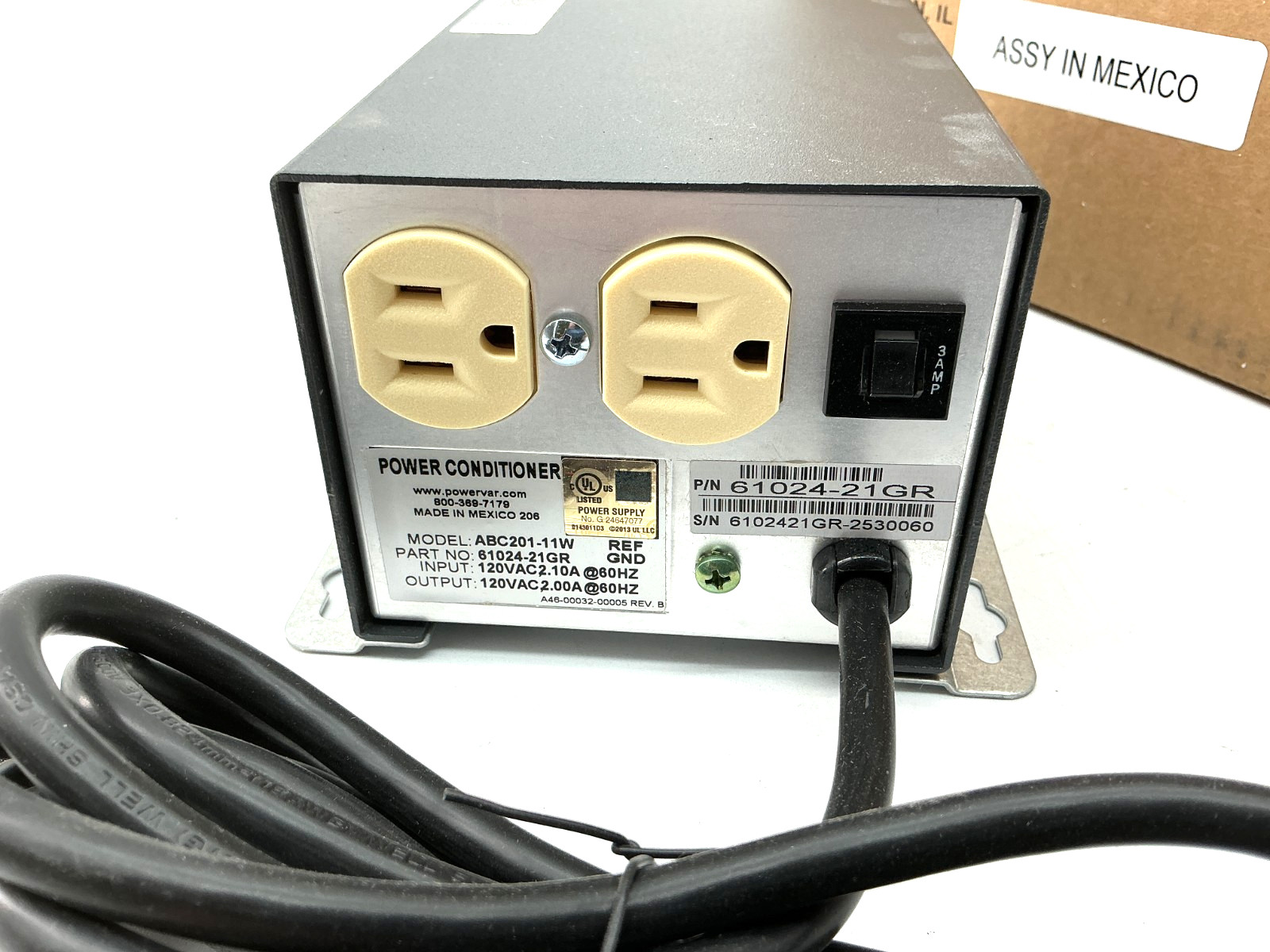 New Ametek Powervar Model ABC201-11W Power Conditioner 120VAC 61024-21GR