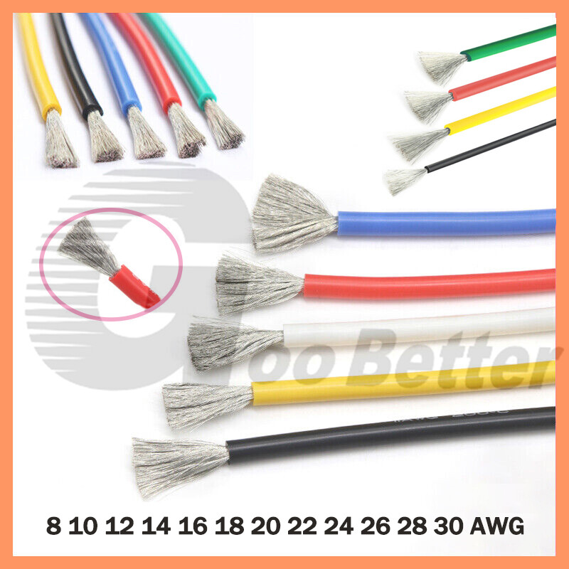 Flexible Silicone Wire Soft Cable Wire 8/10/12/14/16/18/20/22/24/26/28/30 AWG