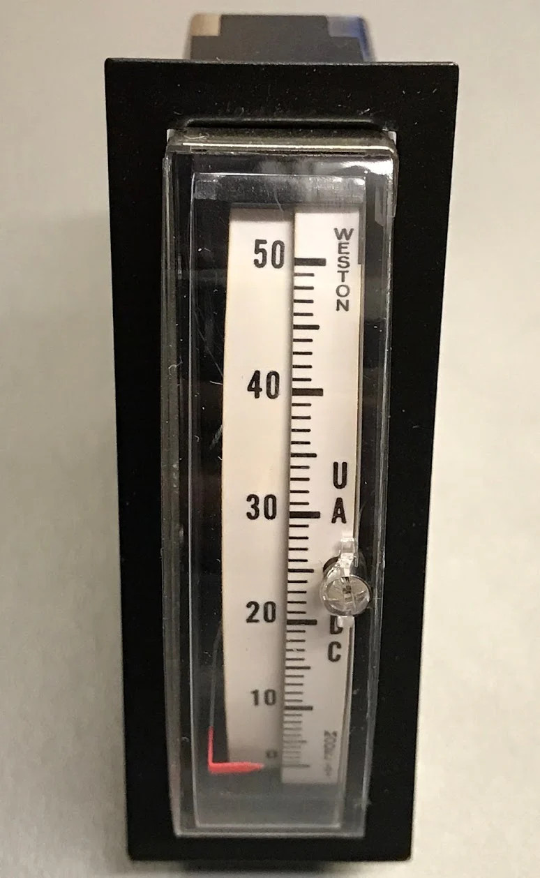 5621999 – WESTON – Vertical Meter, 0-50 UA DC, 1″ x 2 7/8″